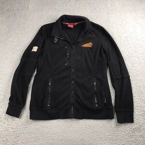 Indian Motorcycle Fleece Jacket Womens M Black Full Zip Embroidered Logo